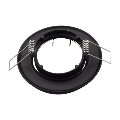 Black circular DecorBites LED recessed spotlight fixture with metallic spring clips and aluminum mounting brackets