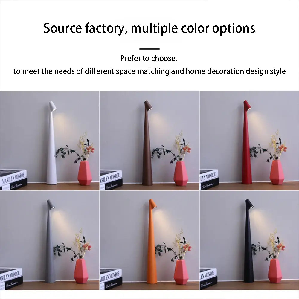 Modern minimalist decorbites™ led rechargeable desk lamp with tapered design matte finish in multiple colors for study use