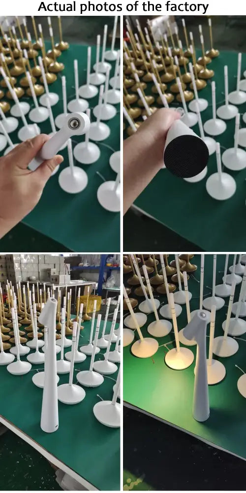 White plastic table lamp with gold base and sleek design decorbites led rechargeable desk lamp for study or living room