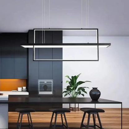 Modern black decorbites led rectangle pendant light with sleek linear design for dining room and kitchen lighting