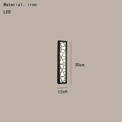 Black iron wall lamp with geometric glass panel design decorbites led rectangle warm light for parlor and stairs