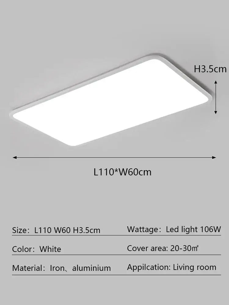 White decorbites led rectangular ceiling light with sleek iron and aluminum frame for modern minimalist decor