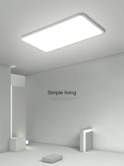 Minimalist white DecorBites LED rectangular ceiling light with sleek modern design for living room and bedroom decor