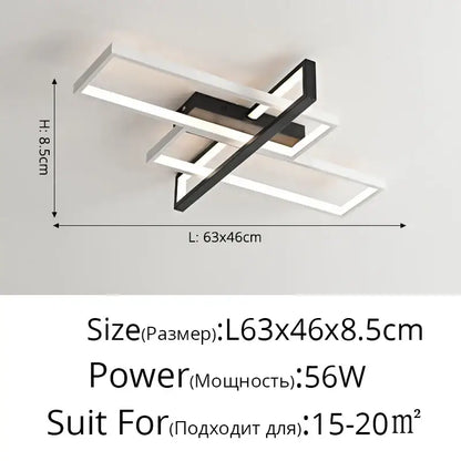Modern black and white geometric decorbites led rectangular chandelier art ceiling light fixture for living room and bedroom