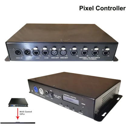 Black metal decorbites led pixel bar controller with multiple dmx ports and lcd screen for pixel bar light control