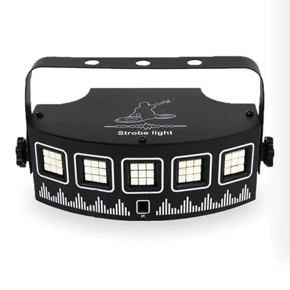 Black curved decorbites led rgb disco strobe light with five rectangular led panels and top handle for party use