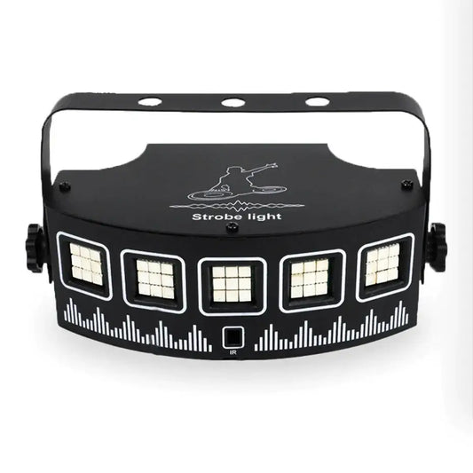 Black curved decorbites led rgb disco strobe light with five rectangular led panels and top handle for party use