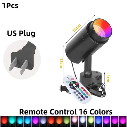 Black cylindrical decorbites led rgb spotlight 16cm with remote control for 16 color options in ktv bar lighting