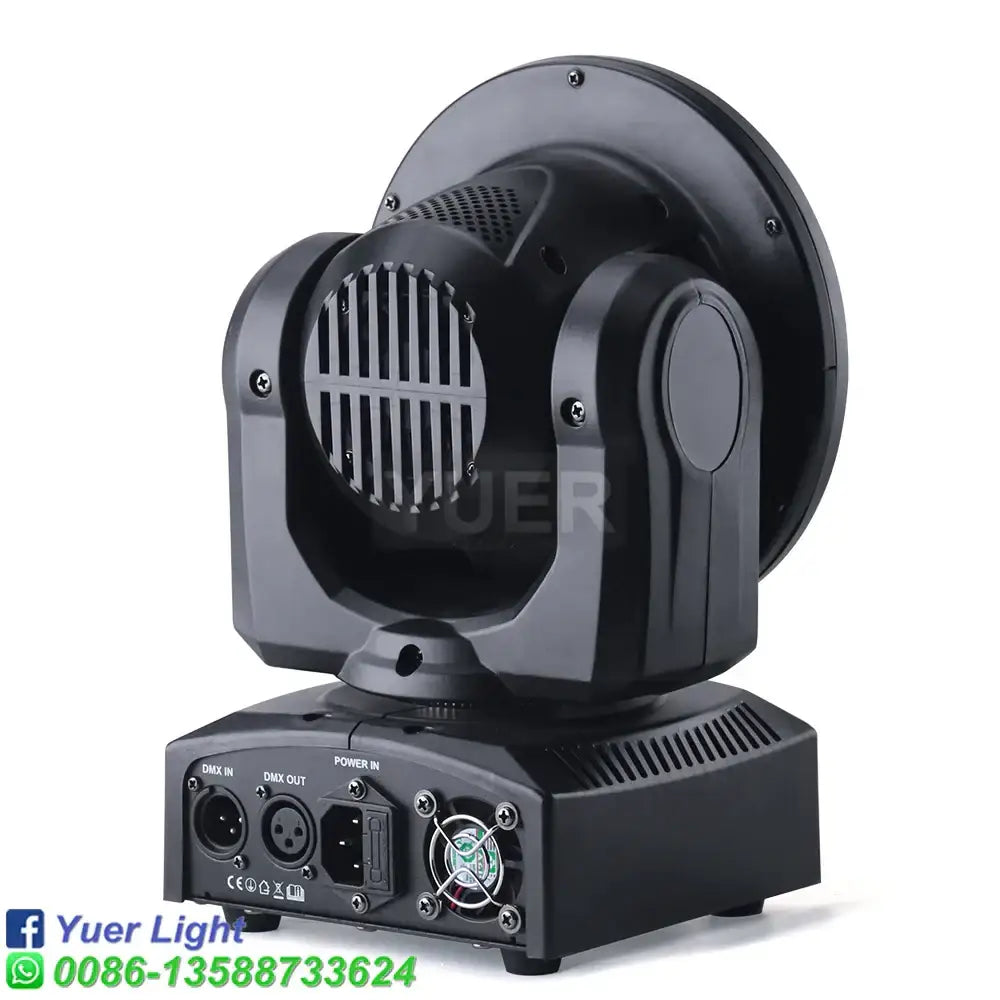 Black yuer light dmx moving head spotlight with circular housing and control panel from DecorBites led rgbw beam series