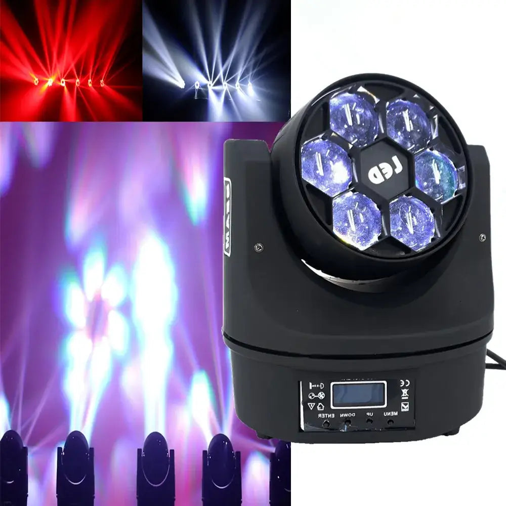 Black decorbites led rgbw six bees eyes stage lighting with six hexagonal blue lenses and digital control panel for clubs