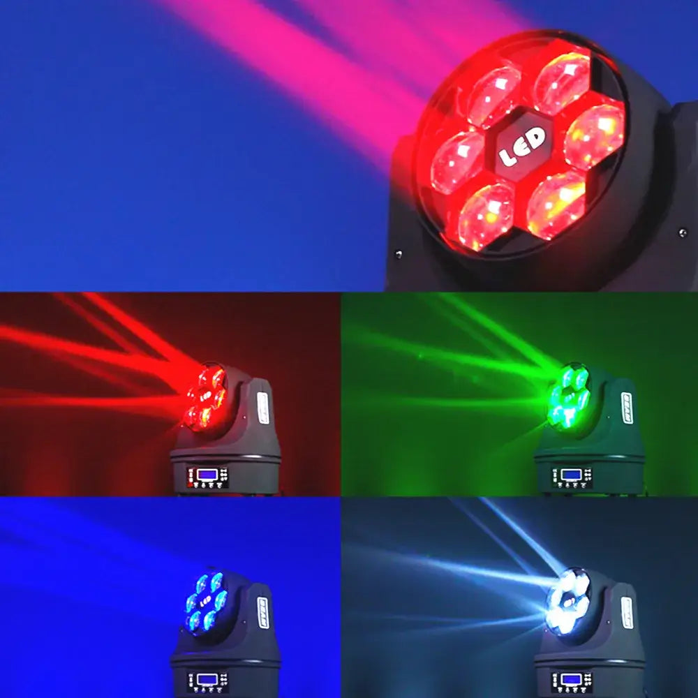Black led stage lighting with six red bulbs and led label in green blue and white by decorbites led rgbw six bees eyes