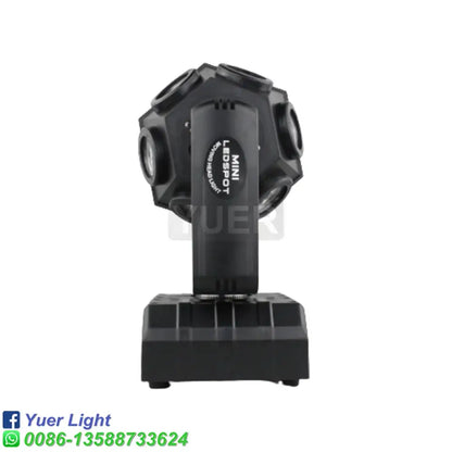 Black plastic decorbites™ led rgbw moving head light with multiple lenses and sturdy base for stage and party use