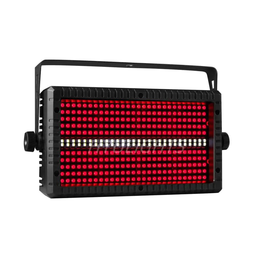 Black rectangular led rgbw strobe wash bar with red and white leds and side knobs for adjustable stage lighting effects