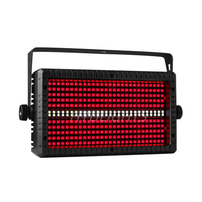 Black rectangular led rgbw strobe wash bar with red and white leds and side knobs for adjustable stage lighting effects