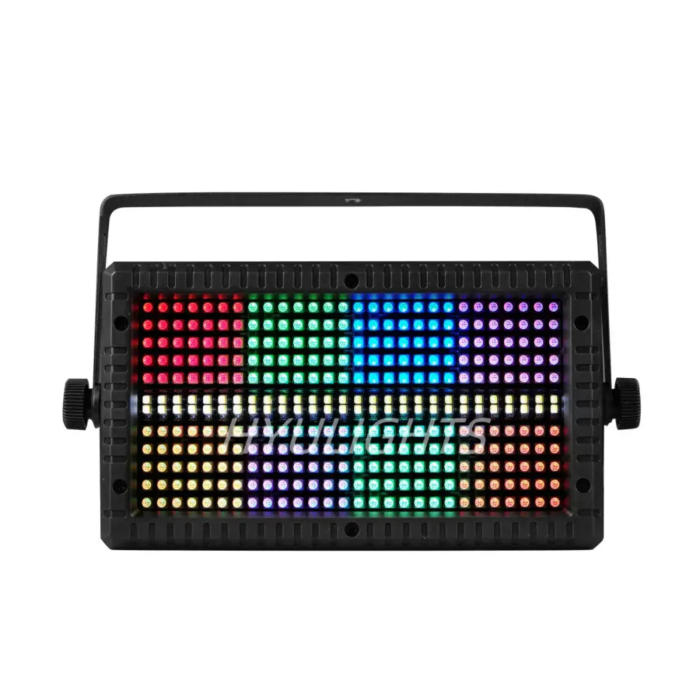 Black rectangular led rgbw strobe wash panel displaying colorful rainbow hues for stage lighting by DecorBites™