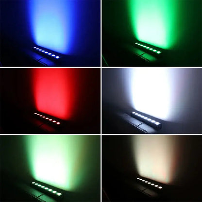A sleek black decorbites led rgbw wall wash light with multiple adjustable colors for party and stage decoration