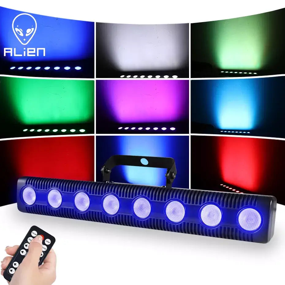 Decorbites™ led rgbw wall wash light featuring six blue alien brand circular bulbs and a black handle for party use