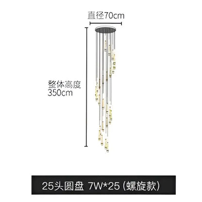 DecorBites™ led ring chandelier with 25 golden spherical lights suspended from a circular ceiling mount for indoor use