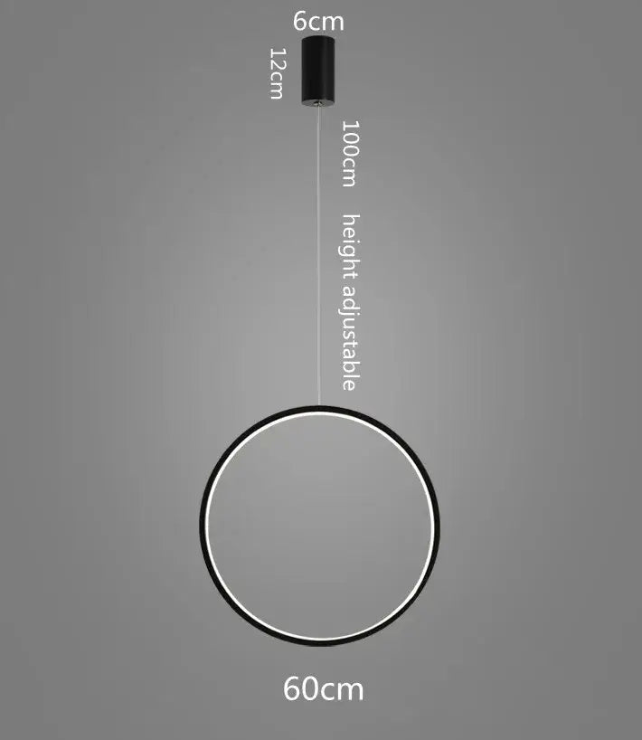 Decorbites™ led ring chandelier minimalist black circular pendant light with adjustable height for living room lighting