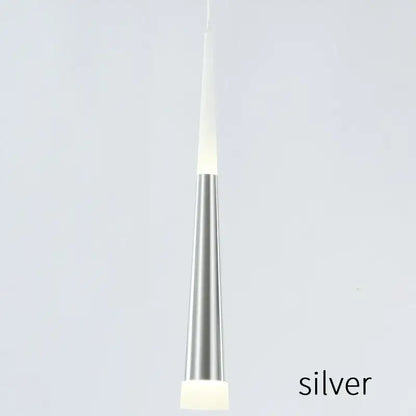 Silver conical led ring chandelier with metallic finish and frosted glass diffuser for modern villa lighting