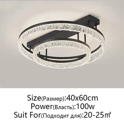 Modern black and clear crystal decorbites led ring chandelier with remote control for stylish home décor lighting