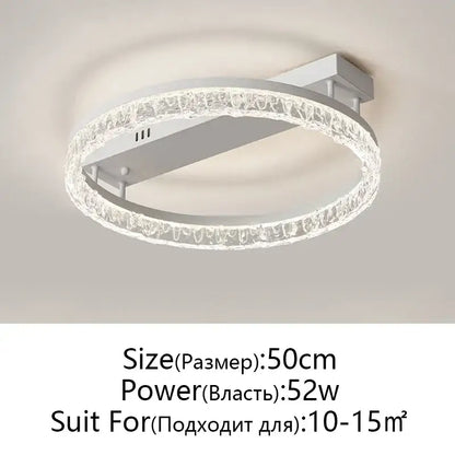 Modern white circular led ring chandelier with textured crystal ring design for home décor by DecorBites™