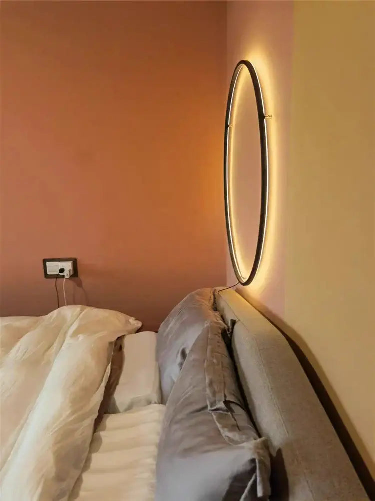Decorbites™ led ring wall lamp with sleek black frame and warm illumination perfect as a minimalist wall lamp