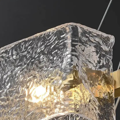 Decorbites led ripples glass chandelier shade with frosted finish and golden accents for modern luxury lighting
