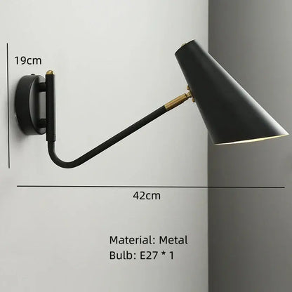 Black metal wall lamp with curved arm brass accents from DecorBites led rotatable wall lamp collection