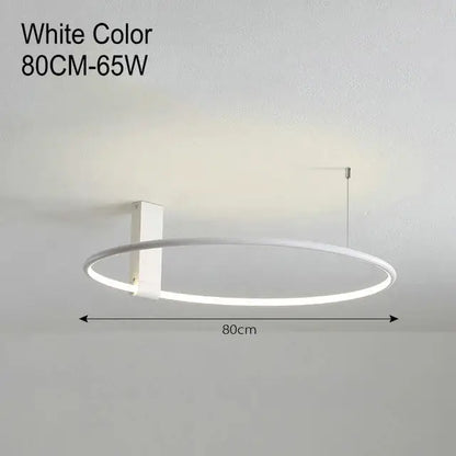 White circular led round ceiling lamp by DecorBites with 80cm diameter and Scandinavian metal aluminum design
