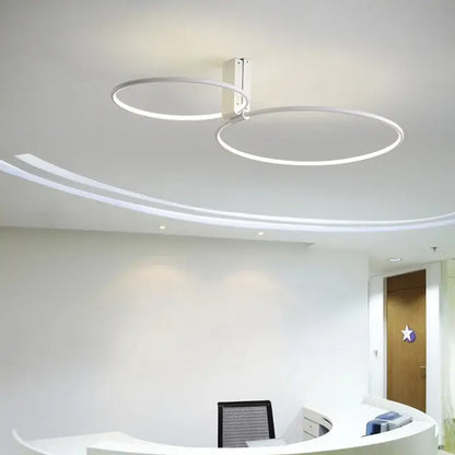Modern white led round ceiling light fixture with two concentric rings made of metal aluminum by DecorBites™