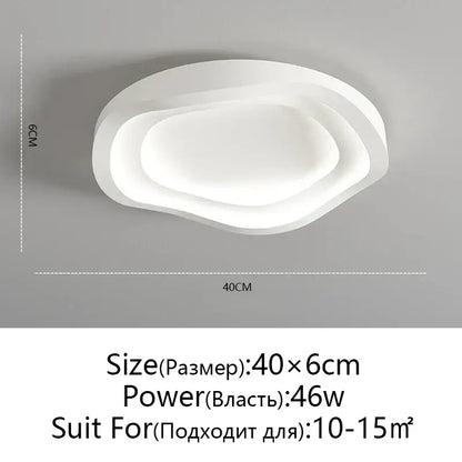 Modern white led round ceiling lamp by decorbites with sleek layered oval design and remote control dimming features