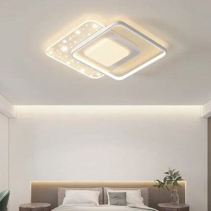 Modern nordic decorbites led round ceiling light with white frame and star-shaped led panels for living room use