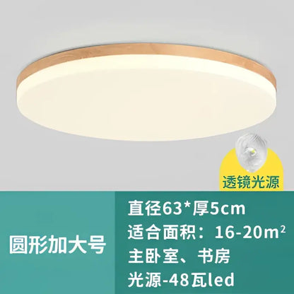 DecorBites™ led round ceiling light with wooden frame and frosted glass panel 48w for modern bedroom use