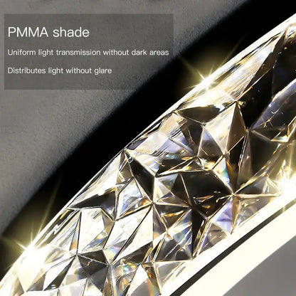 DecorBites™ pmma crystal round ceiling light with remote control and geometric design for bedroom and living room