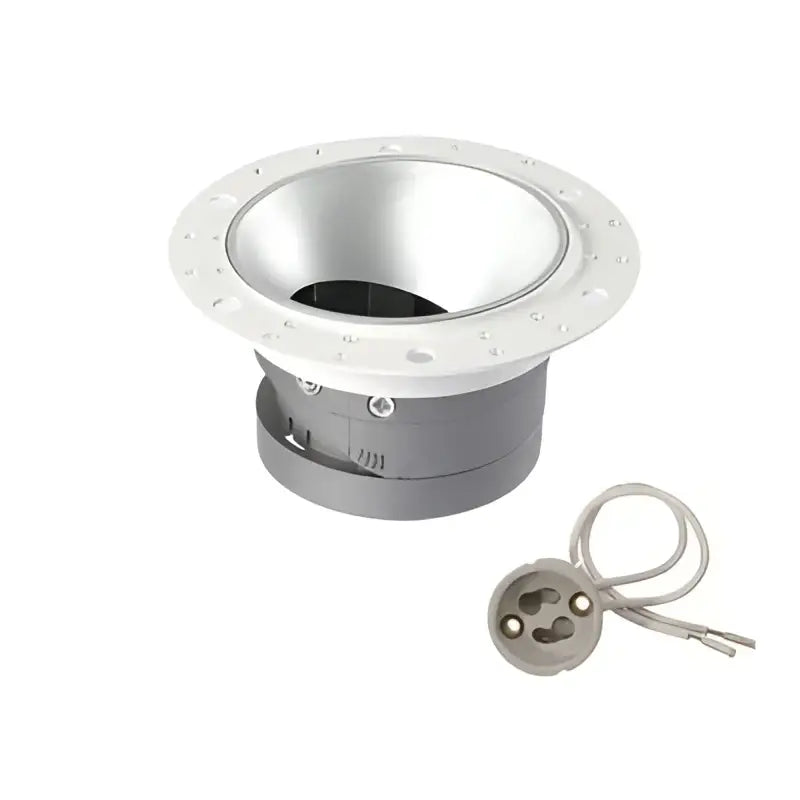 Silver decorbites led round recessed ceiling light with polished metallic finish and adjustable reflector design