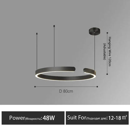 Modern black circular led ceiling light with adjustable wire in decorbites led round ring chandelier for living spaces