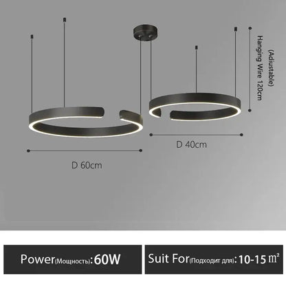 Modern black circular led pendant lights with adjustable wires in the decorbites led round ring chandelier design