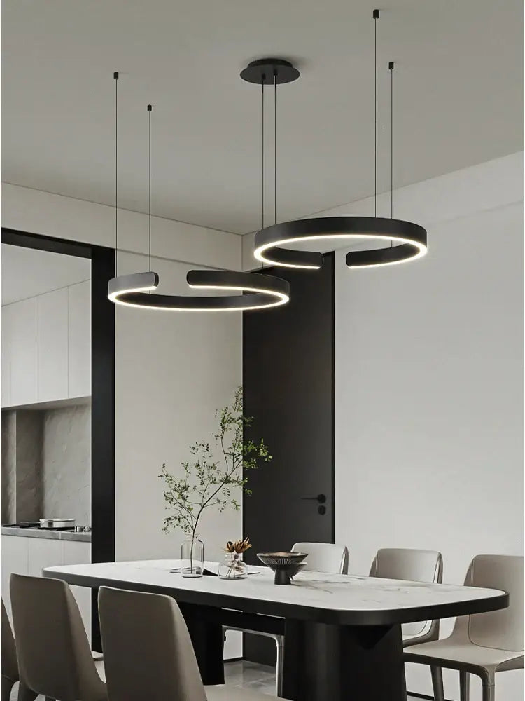 Modern black circular pendant lights with integrated led lighting from decorbites led round ring chandelier for dining room
