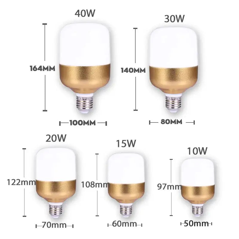 DecorBites™ white and gold LED round UFO ceiling light bulbs with cylindrical shape and multiple wattage options