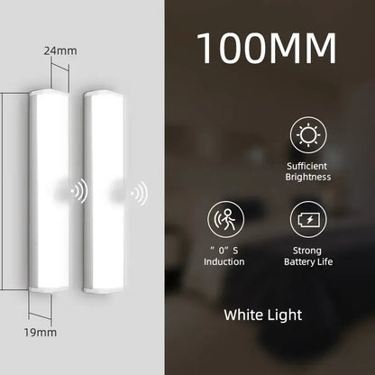 White sleek rectangular decorbites led sensor cabinet light with usb rechargeable motion sensor for home and kitchen use