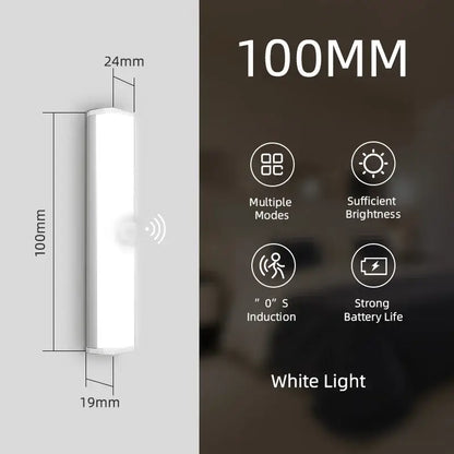 A sleek white decorbites led sensor 100mm tall wall-mounted cabinet light with slim profile and rounded edges