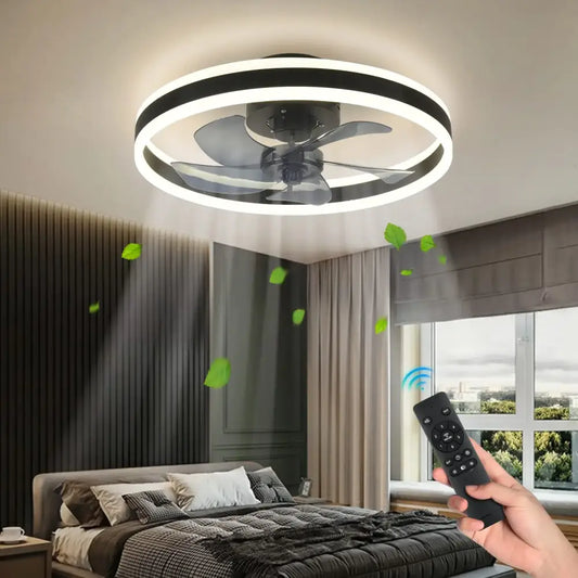 Modern black and white decorbites™ ceiling fan light with integrated led for silent indoor living room or bedroom use