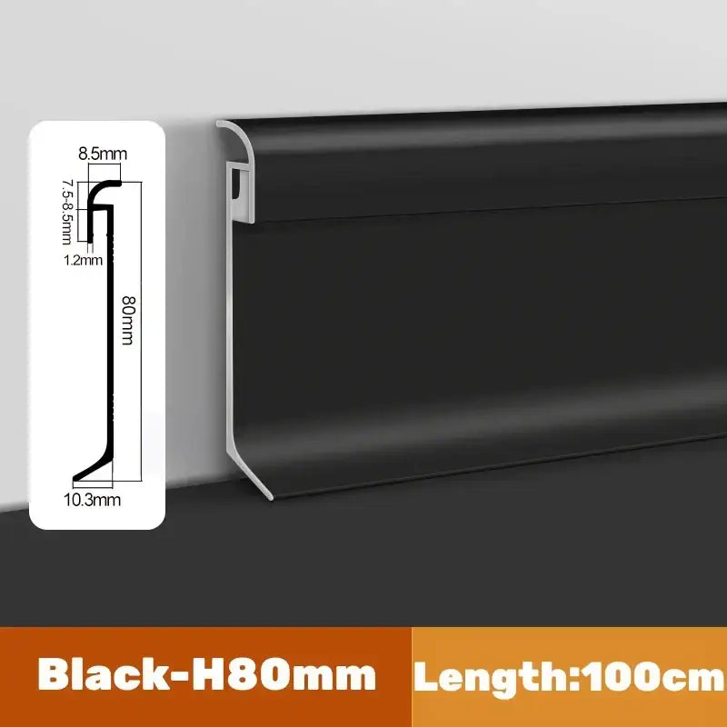 Decorbites led skirting line aluminum profile in black 80mm baseboard 100cm length for stylish backlighting