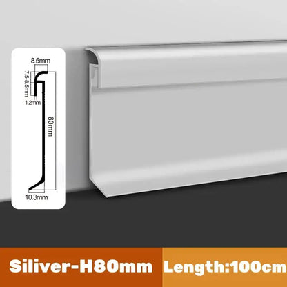 Silver h80mm aluminum baseboard 100cm length decorbites led skirting line for backlighting and wall trim