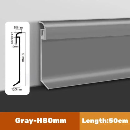Gray h80mm aluminum baseboard 50cm long for decorbites led skirting line and stylish backlighting applications
