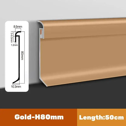 Decorbites led skirting gold 80mm high skirting line aluminum baseboard trim with sleek metallic finish and precise corner profile