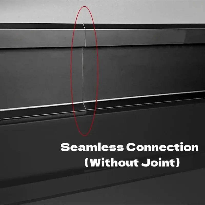 Black metallic decorbites led skirting line aluminum profile with seamless joint-free connection highlighted by red oval