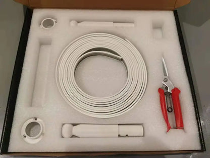 White coiled cable and tools neatly arranged in foam-lined box for DecorBites led skyline steel pendant lights installation