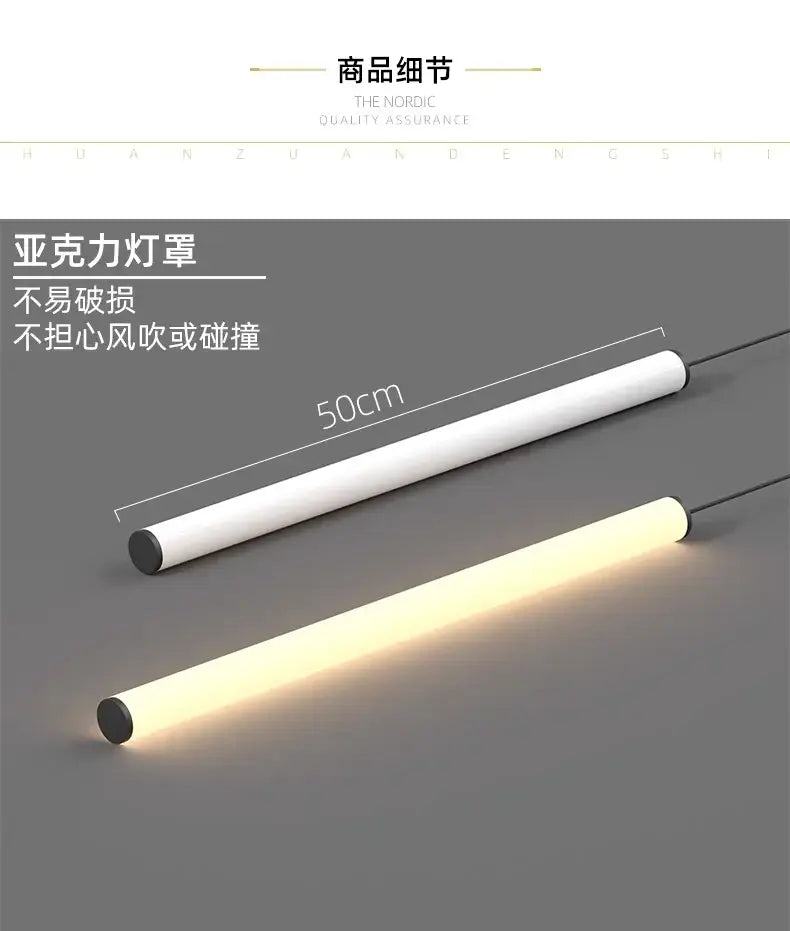 White acrylic lampshade 50cm long with black end caps for decorbites™ led spiral staircase chandelier